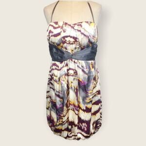 Bebe silk tigress strapless bubble dress sz Medium